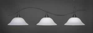 Swoop 3 Light Billiard Light Shown In Dark Granite Finish With 16" White Linen Glass