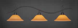 Swoop 3 Light Billiard Light Shown In Dark Granite Finish With 16" Cayenne Linen Glass