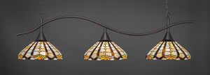 Swoop 3 Light Billiard Light Shown In Dark Granite Finish With 15" Paradise Tiffany Glass