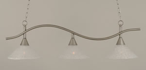 Swoop 3 Light Island Light Shown In Brushed Nickel Finish With 12" Italian Bubble Glass
