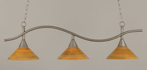 Swoop 3 Light Island Light Shown In Brushed Nickel Finish With 12" Firré Saturn Glass