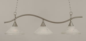 Swoop 3 Light Island Light Shown In Brushed Nickel Finish With 12" Frosted Crystal Glass