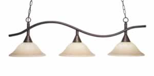 Swoop 3 Light Island Light Shown In Bronze Finish With 12" Italian Marble Glass