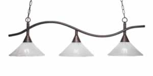 Swoop 3 Light Island Light Shown In Bronze Finish With 12" Italian Ice Glass