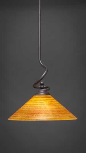 Capri Stem Pendant With Hang Straight Swivel Shown In Dark Granite Finish With 16" Firré Saturn Glass