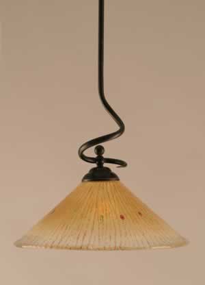 Capri Stem Pendant With Hang Straight Swivel Shown In Dark Granite Finish With 16" Amber Crystal Glass