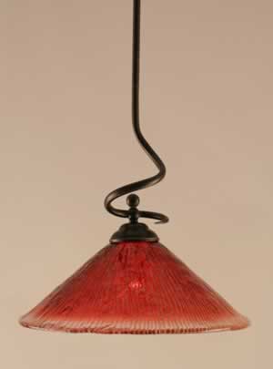 Capri Stem Pendant With Hang Straight Swivel Shown In Dark Granite Finish With 16" Raspberry Crystal Glass