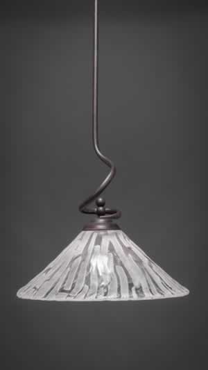 Capri Stem Pendant With Hang Straight Swivel Shown In Dark Granite Finish With 16" Italian Ice Glass