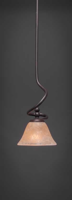 Capri Stem Mini Pendant With Hang Straight Swivel Shown In Dark Granite Finish With 7" Amber Marble Glass