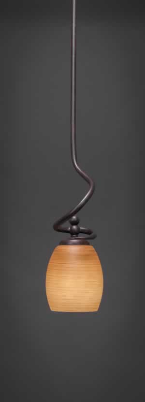 Capri Stem Mini Pendant With Hang Straight Swivel Shown In Dark Granite Finish With 5" Cayenne Linen Glass