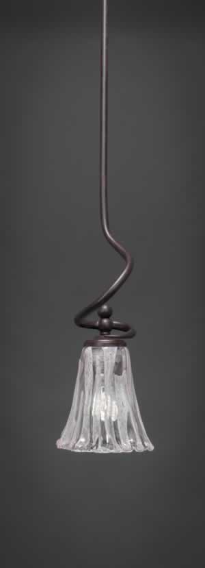 Capri Stem Mini Pendant With Hang Straight Swivel Shown In Dark Granite Finish With 5.5" Fluted Italian Ice Glass