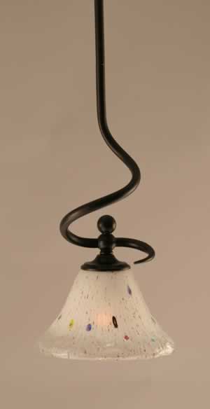 Capri Stem Mini Pendant With Hang Straight Swivel Shown In Dark Granite Finish With 7" Frosted Crystal Glass