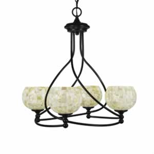 Capri 4 Light Chandelier Shown In Dark Granite Finish With 6" Seashell Glass