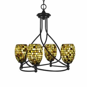 Capri 4 Light Chandelier Shown In Dark Granite Finish With 5" Seashell Glass