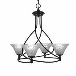 Capri 4 Light Chandelier Shown In Dark Granite Finish With 7" Italian Bubble Glass