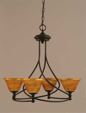 Capri 4 Light Chandelier Shown In Dark Granite Finish With 7" Firré Saturn Glass