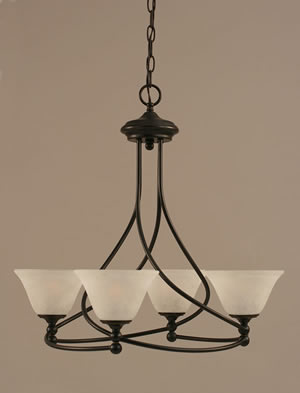 Capri 4 Light Chandelier Shown In Dark Granite Finish With 7" White Marble Glass