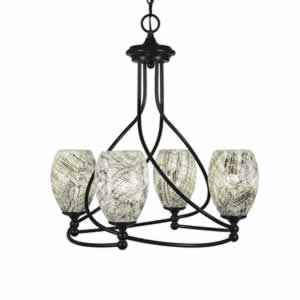 Capri 4 Light Chandelier Shown In Dark Granite Finish With 5" Natural Fusion Glass