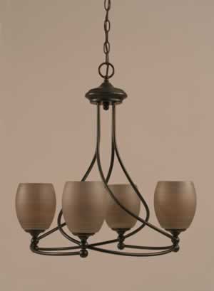 Capri 4 Light Chandelier Shown In Dark Granite Finish With 5" Gray Linen Glass