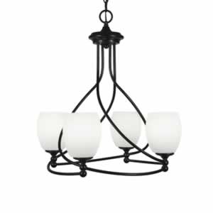 Capri 4 Light Chandelier Shown In Dark Granite Finish With 5" White Linen Glass