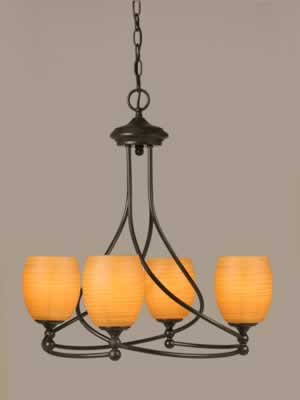 Capri 4 Light Chandelier Shown In Dark Granite Finish With 5" Cayenne Linen Glass