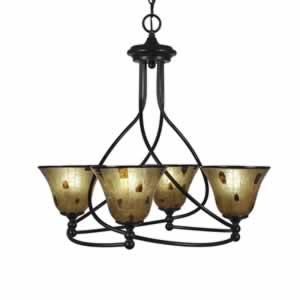 Capri 4 Light Chandelier Shown In Dark Granite Finish With 7" Penshell Resin