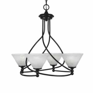 Capri 4 Light Chandelier Shown In Dark Granite Finish With 7" Gold Ice Glass