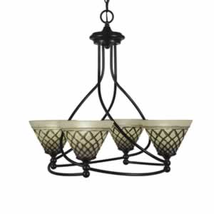 Capri 4 Light Chandelier Shown In Dark Granite Finish With 7" Chocolate Icing Glass