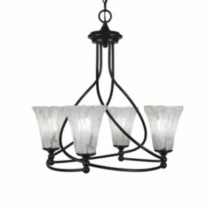 Capri 4 Light Chandelier Shown In Dark Granite Finish With 5.5" Fluted Italian Ice Glass