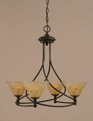 Capri 4 Light Chandelier Shown In Dark Granite Finish With 7" Amber Crystal Glass