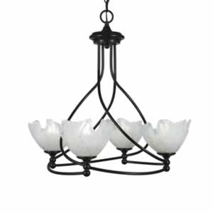 Capri 4 Light Chandelier Shown In Dark Granite Finish With 7" Gold Ice Glass