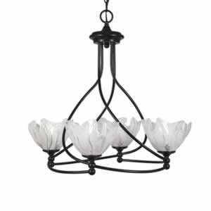 Capri 4 Light Chandelier Shown In Dark Granite Finish With 7" Italian Ice Glass