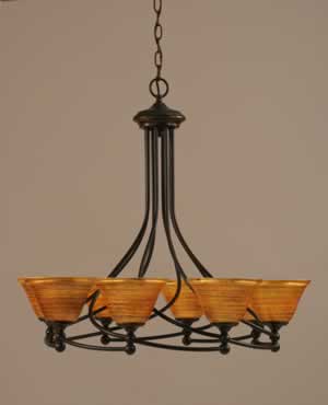 Capri 8 Light Chandelier Shown In Dark Granite Finish With 7" Firré Saturn Glass