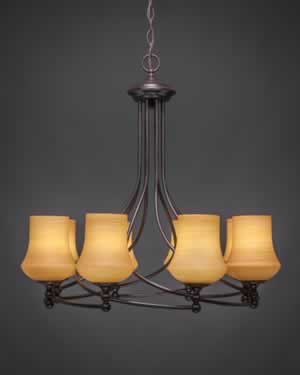 Capri 8 Light Chandelier Shown In Dark Granite Finish With 5.5" Zilo Cayenne Linen Glass