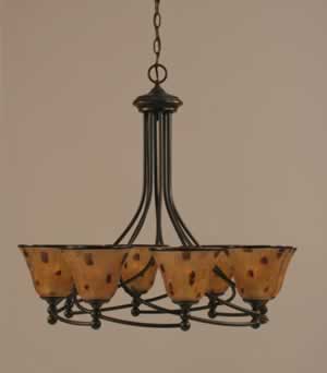 Capri 8 Light Chandelier Shown In Dark Granite Finish With 7" Penshell Resin