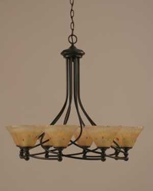 Capri 8 Light Chandelier Shown In Dark Granite Finish With 7" Amber Crystal Glass