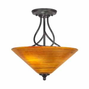 Capri 3 Bulb Semi-Flush Shown In Dark Granite With 16" Firré Saturn Glass