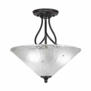 Capri 3 Bulb Semi-Flush Shown In Dark Granite With 16" Frosted Crystal Glass