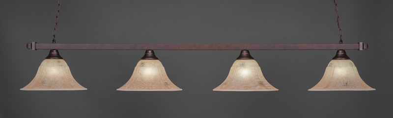 Square 4 Light Bar Shown In Bronze Finish With 14" Italian Marble Glass