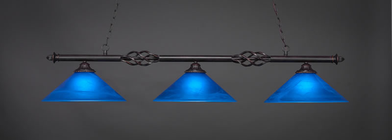 Eleganté 3 Light Bar Shown In Dark Granite Finish With 16" Blue Italian Glass