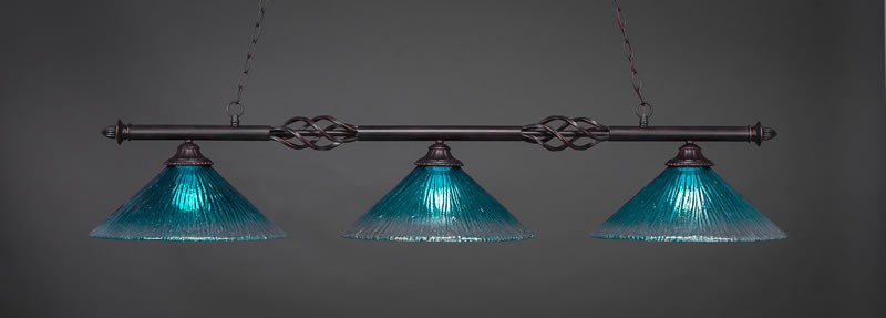 Eleganté 3 Light Bar Shown In Dark Granite Finish With 16" Teal Crystal Glass