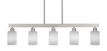 Edge 5 Light Island Bar Shown In Brushed Nickel Finish With 4” White Muslin Glass