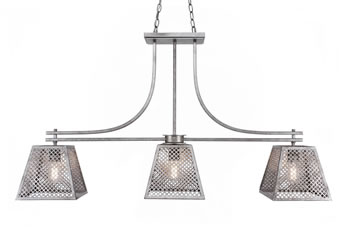 Corbello 3 Light Bar Shown In Aged Silver Finish With 9.5” Aged Silver Metal Shades 