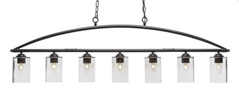 Marquise 7 Light Bar In Dark Granite Finish With 4” Clear Bubble Glass