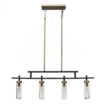 Salinda 4 Light Bar In Espresso & Brass Finish With 2.5” Clear Bubble Glass