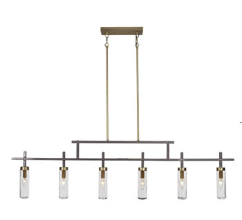 Salinda 6 Light Bar In Espresso & Brass Finish With 2.5” Clear Bubble Glass