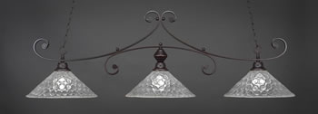 Curl 3 Light Bar Shown In Dark Granite Finish With 16" Italian Bubble Glass
