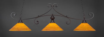 Curl 3 Light Bar Shown In Dark Granite Finish With 16" Firré Saturn Glass