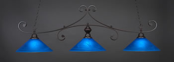 Curl 3 Light Bar Shown In Dark Granite Finish With 16" Blue Italian Glass