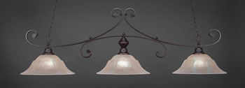 Curl 3 Light Bar Shown In Dark Granite Finish With 16" Amber Marble Glass 